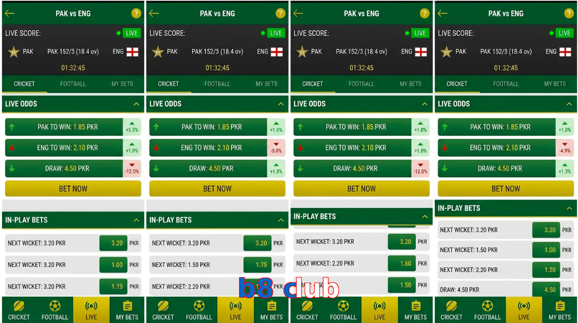 Game list for B8 Club bet section